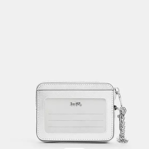 Coach NWT Zip Card Case Silver - Picture 3 of 10